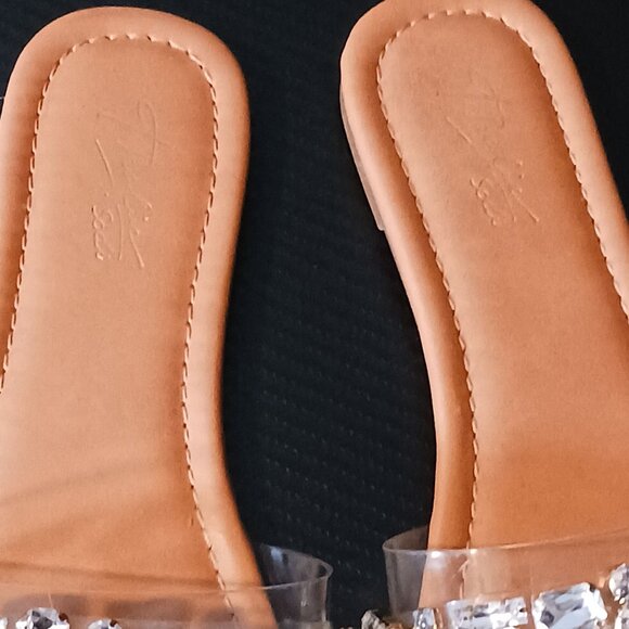 NEW Thalia Sodi Jillene Flat Slip On Slide Sandals Clear w/ Gemstone Accents 6.5 - Picture 6 of 11